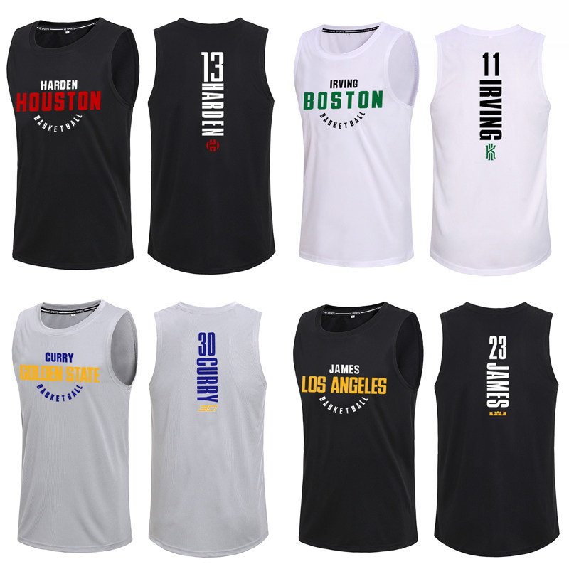 篮球背心库里科比詹姆斯球星宽松透气训练纯棉运动无袖T恤短袖ins