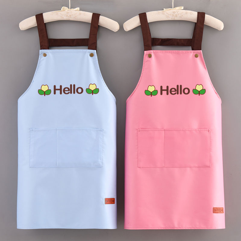 时尚新款围裙家用厨房做饭防水防油污耐脏餐饮工作围腰定制logo字