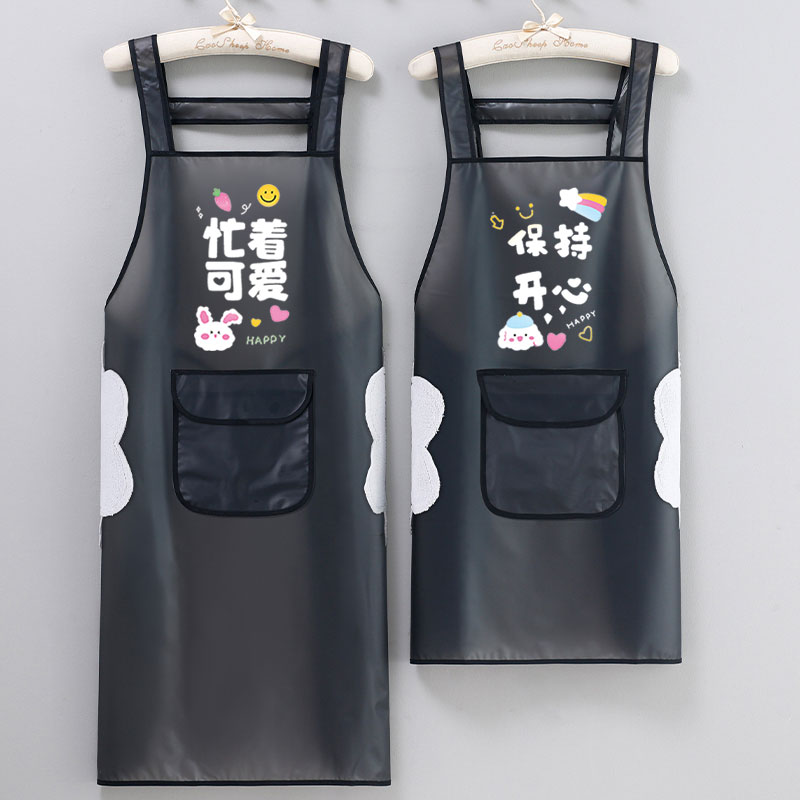 透明TPU围裙家用厨房防水防油女加长工作游泳馆海鲜水产logo广告