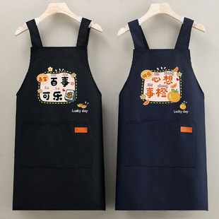 2024新款时尚帆布免绑交叉带围裙男女工作餐饮服务员专用定制logo