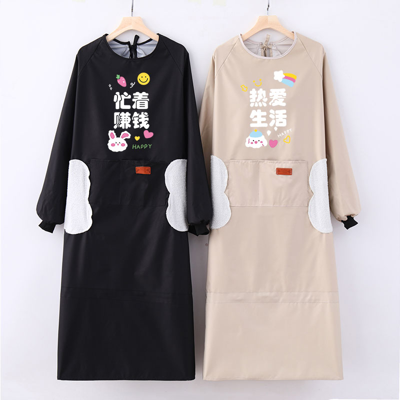 新款加长长袖围裙厨房家用防水防油成人罩衣反穿女干活工作服定制