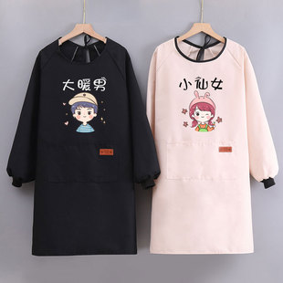 2022新款帆布长袖罩衣家里家外围裙女家用厨房做饭男工作定制logo