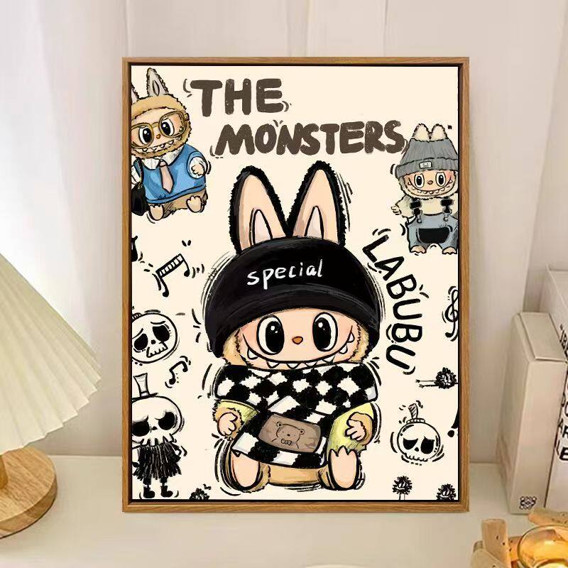 国潮拉布布十字绣新款卡通趣味线绣客厅儿童卧室手工diy刺绣礼物