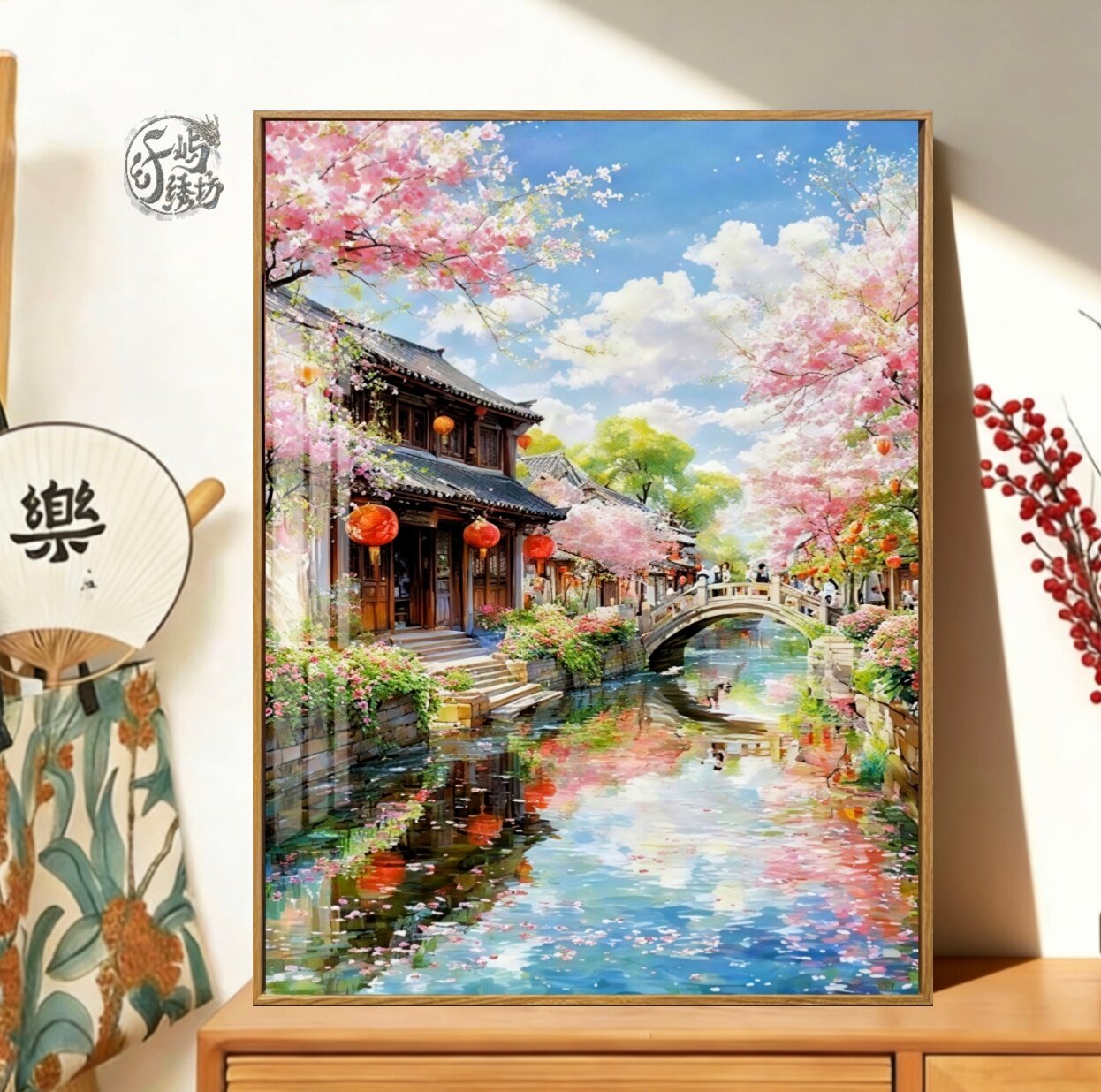 江南水乡十字绣新款高级感小桥流水庭院风景线绣客厅玄关diy刺绣