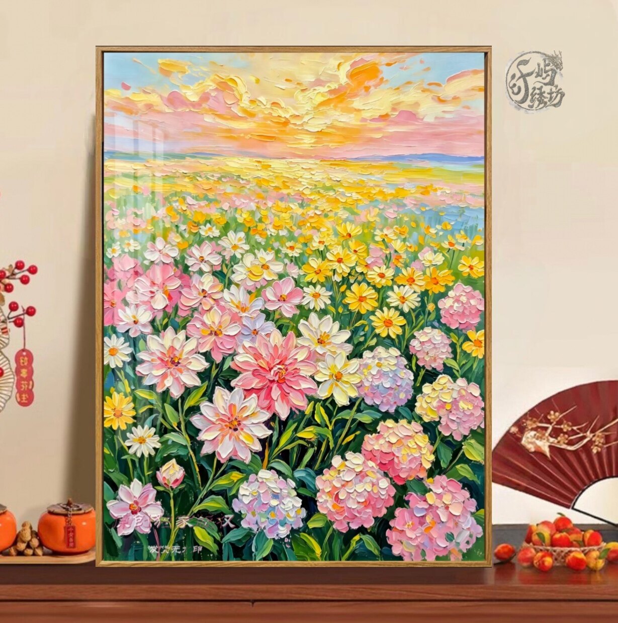 森系花海十字绣2026新款高颜值治愈小众花卉线绣客厅玄关diy刺绣