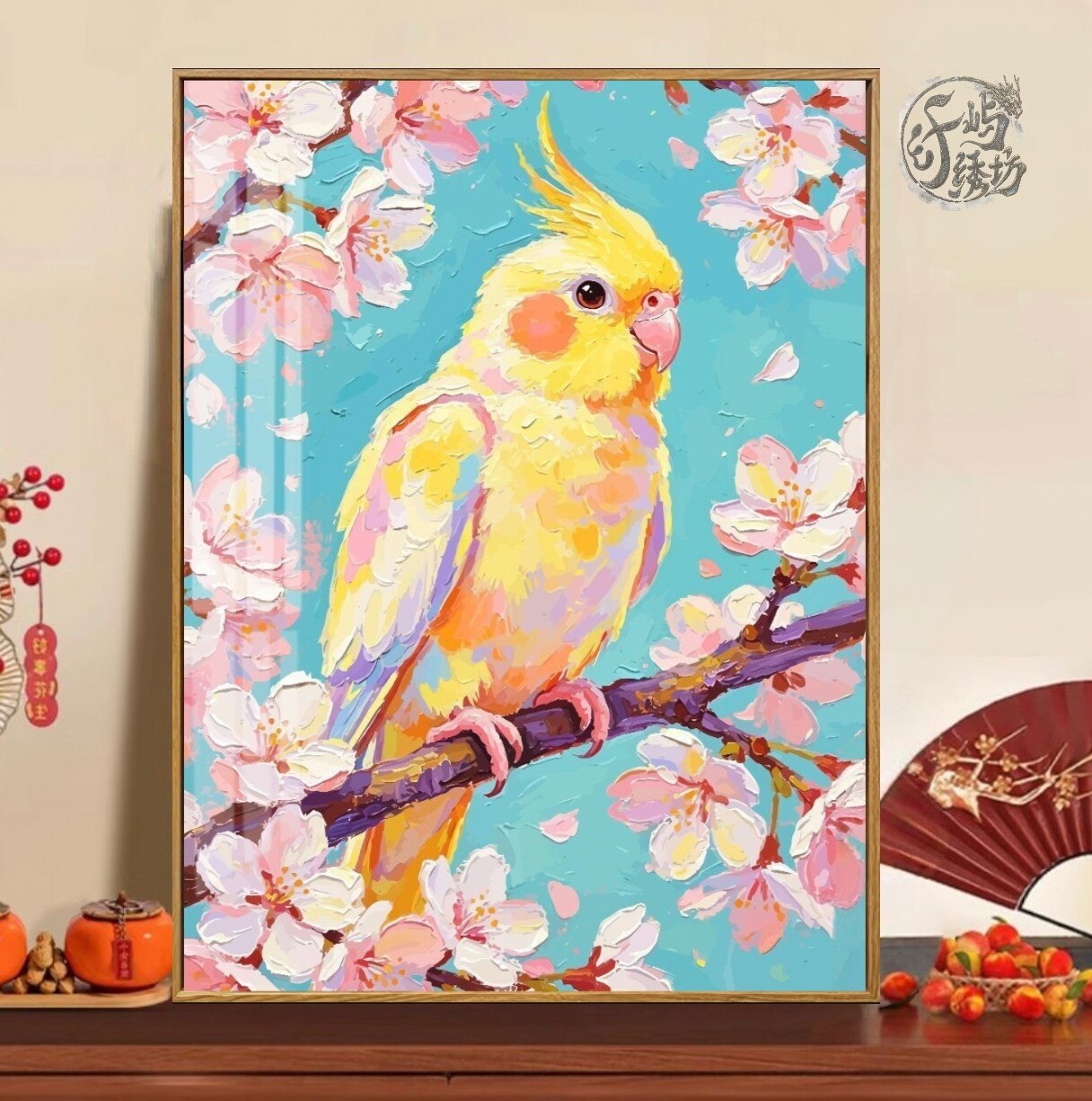 轻奢花鸟十字绣新款高颜值唯美花卉鹦鹉线绣客厅玄关手工diy自绣