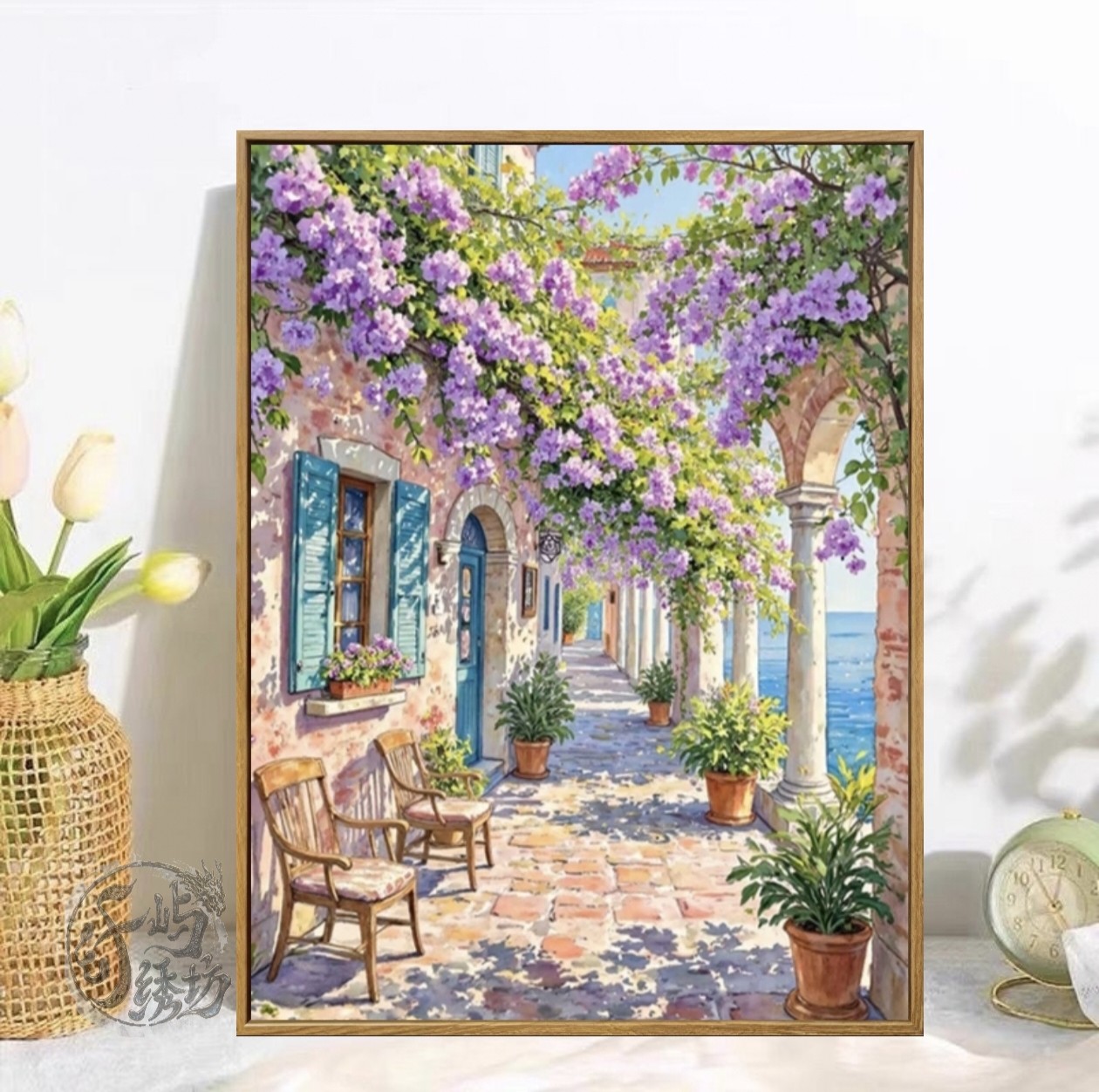 紫藤花十字款新款高颜值唯美长廊风景线绣客厅玄关手工diy简单绣