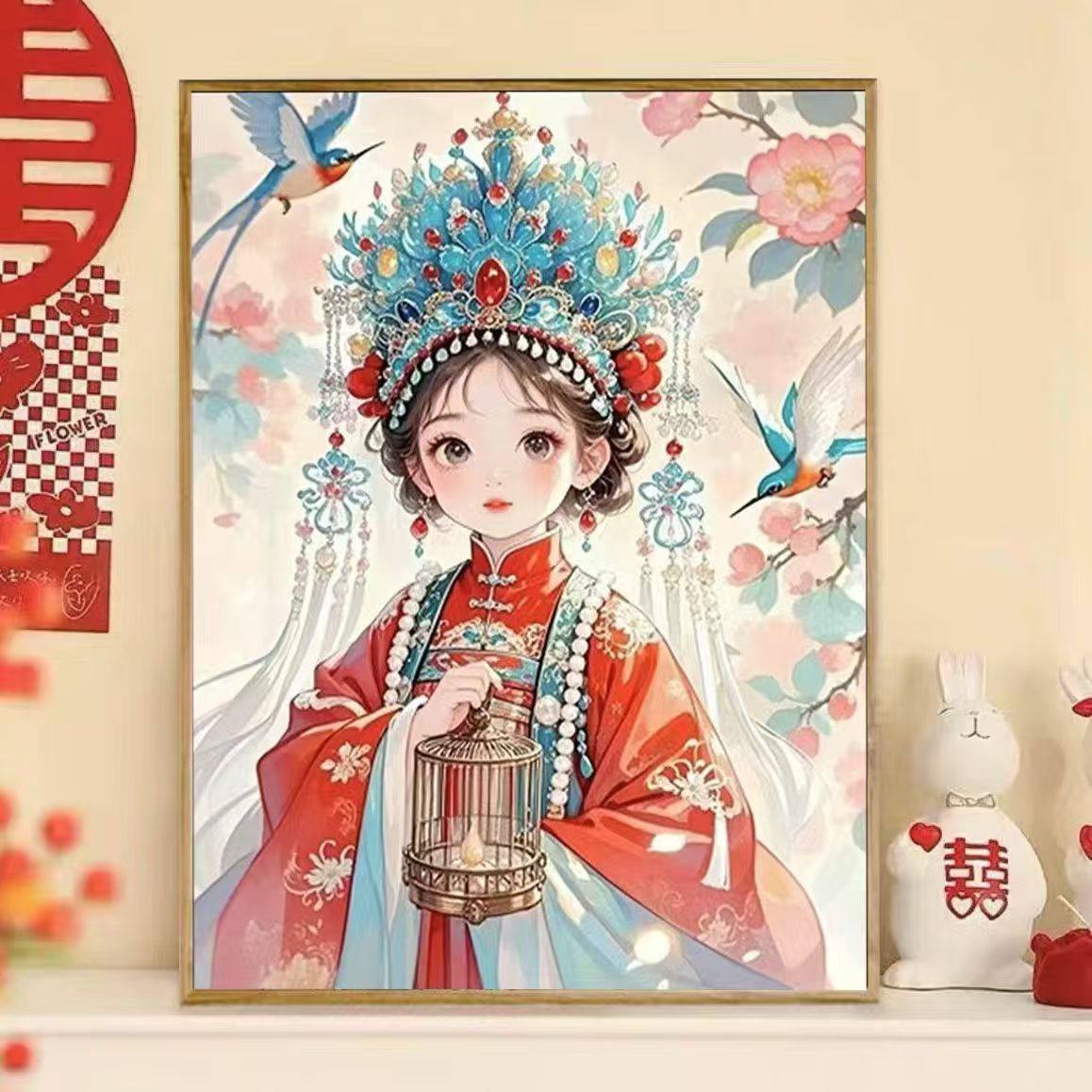 国风新婚嫁衣十字绣新款中式结婚凤冠霞帔线绣客厅婚房手工绣diy