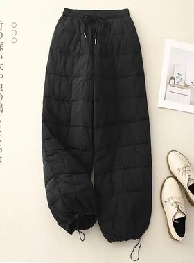 黑色羽绒裤女加厚秋冬季2025新款外穿抗寒零下40度裤子极寒棉裤子