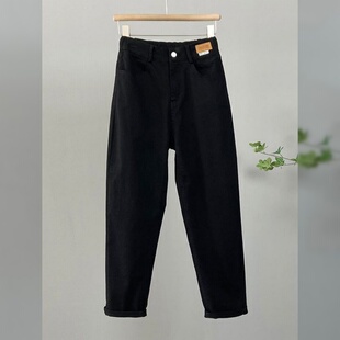 显瘦米黑色老爹裤 大码 宽松高腰萝卜裤 女2026年春秋季 子 哈伦牛仔裤