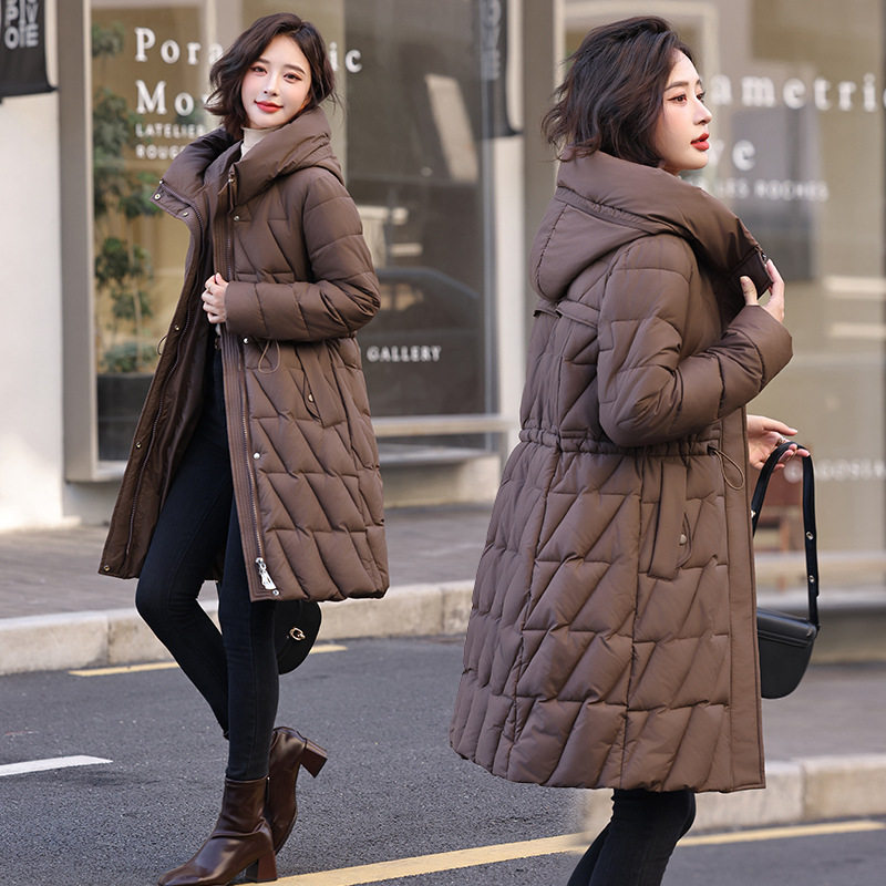 冬季大码加厚显瘦中长款女棉服