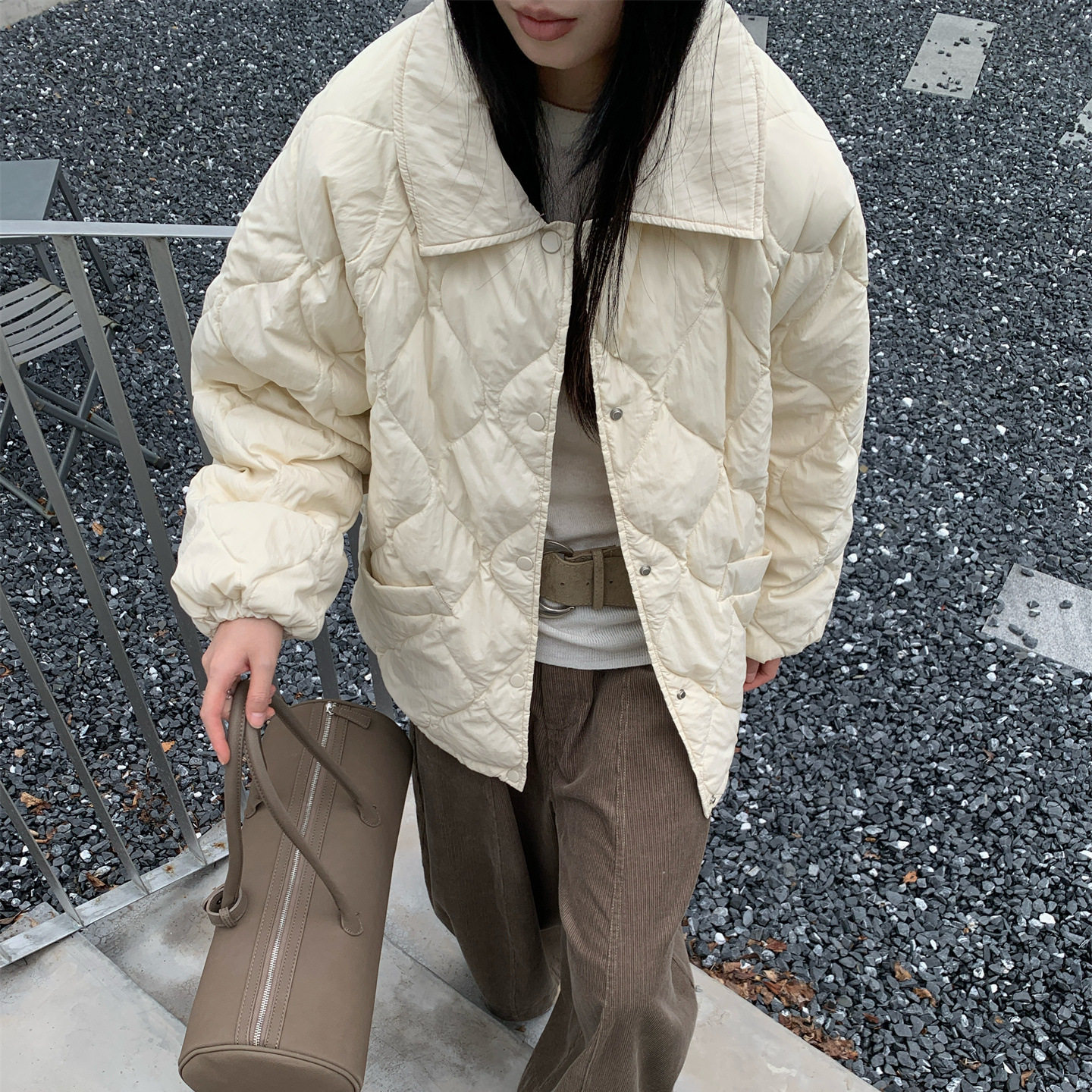 秋冬轻薄韩版翻领女羽绒服小个子