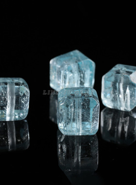 晶德珠宝 天然蓝色托帕石方糖方块珠diy饰品配件水晶单颗散珠