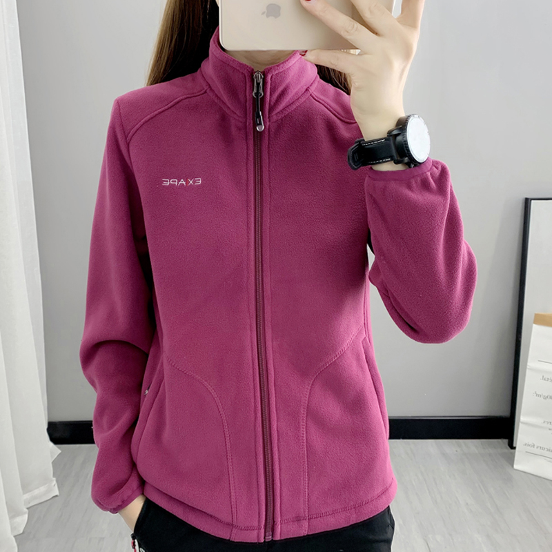 跨境高端抓绒衣女加厚开衫外套