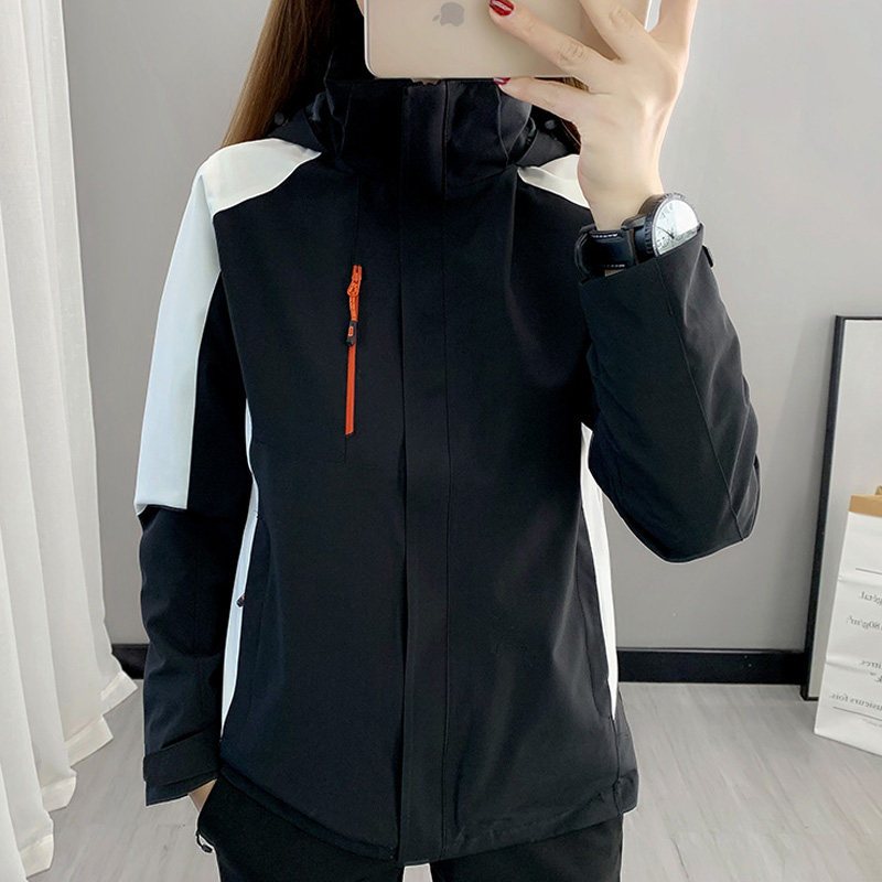 韩版户外冲锋衣女三合一冬季加绒两件套防风防水徒步登山服外套男