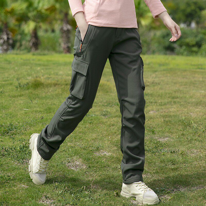 秋冬季工装冲锋裤女式加绒加厚保暖防水防寒软壳裤户外徒步登山裤