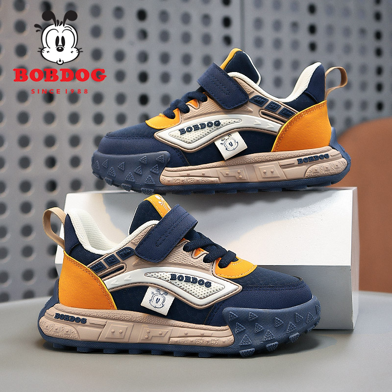 巴布豆皮面防水防踢男童运动鞋子