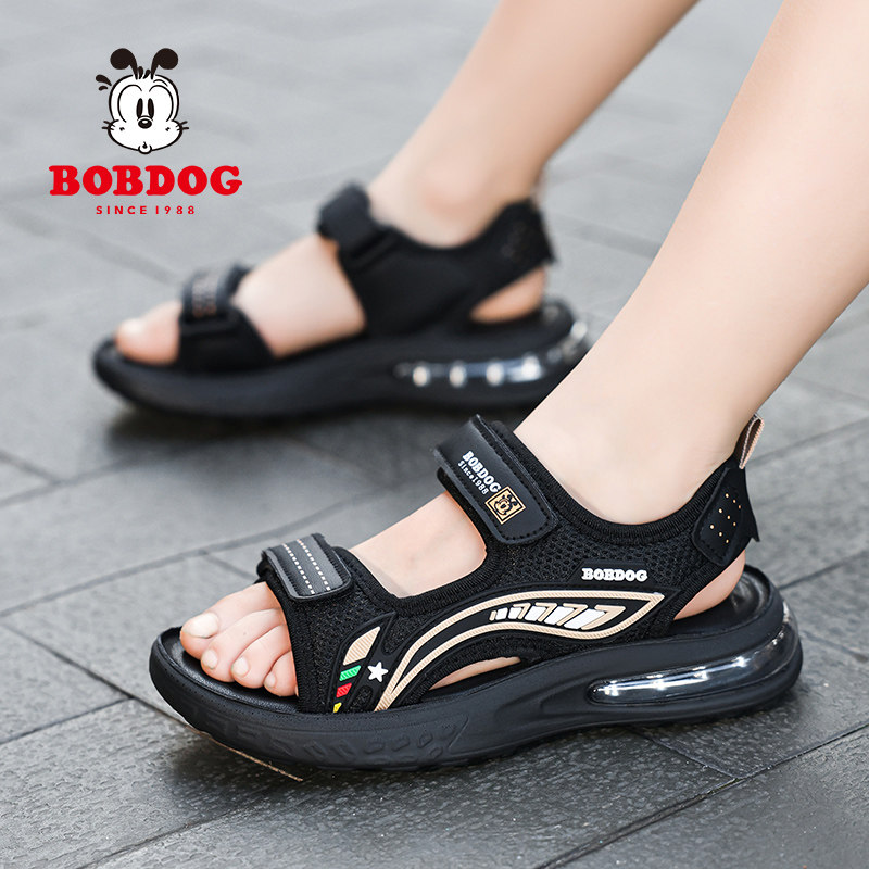 巴布豆男童凉鞋2026新款夏季中大童儿童防滑气垫露趾小学生沙滩鞋