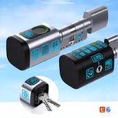 铝合金替换免改孔干电池锁芯锁涂鸦通通密码 指纹刷卡智能锁锁心