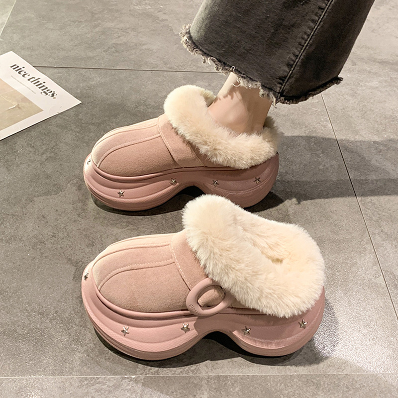 厚底雪地靴女2025新款冬季加绒加厚保暖棉鞋皮毛一体面包鞋毛毛鞋