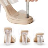 女外穿水晶粗跟高跟凉拖鞋 防水台踩屎感凉鞋 真皮一字带透明高跟鞋