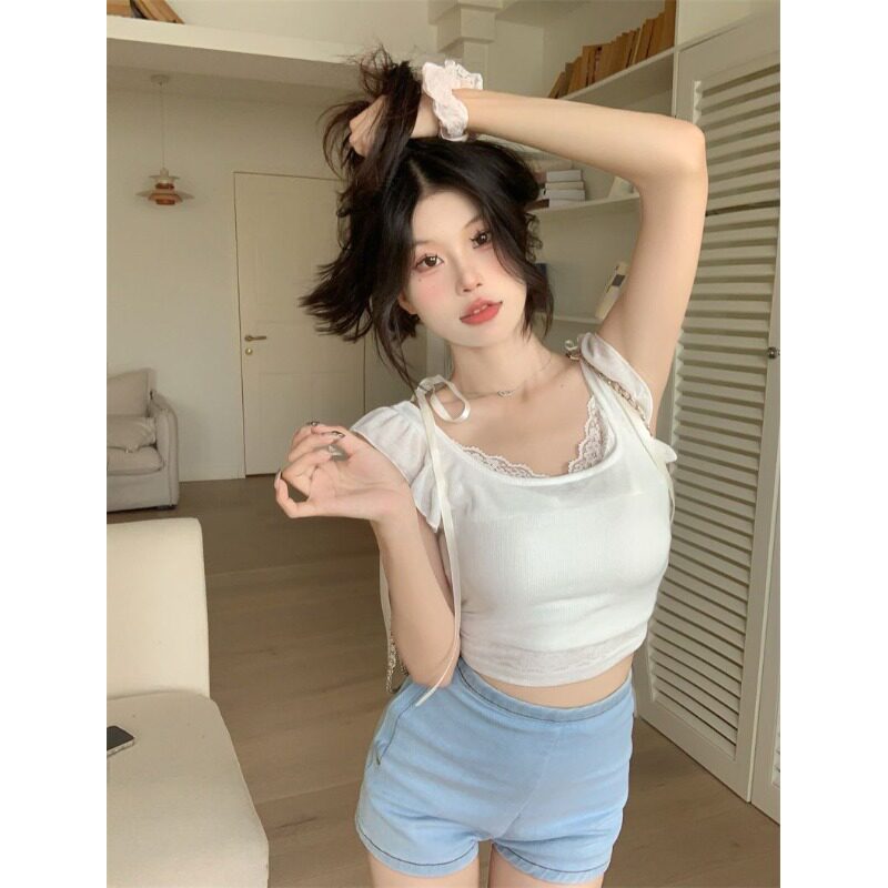 纯欲甜辣套装蕾丝吊带背心女