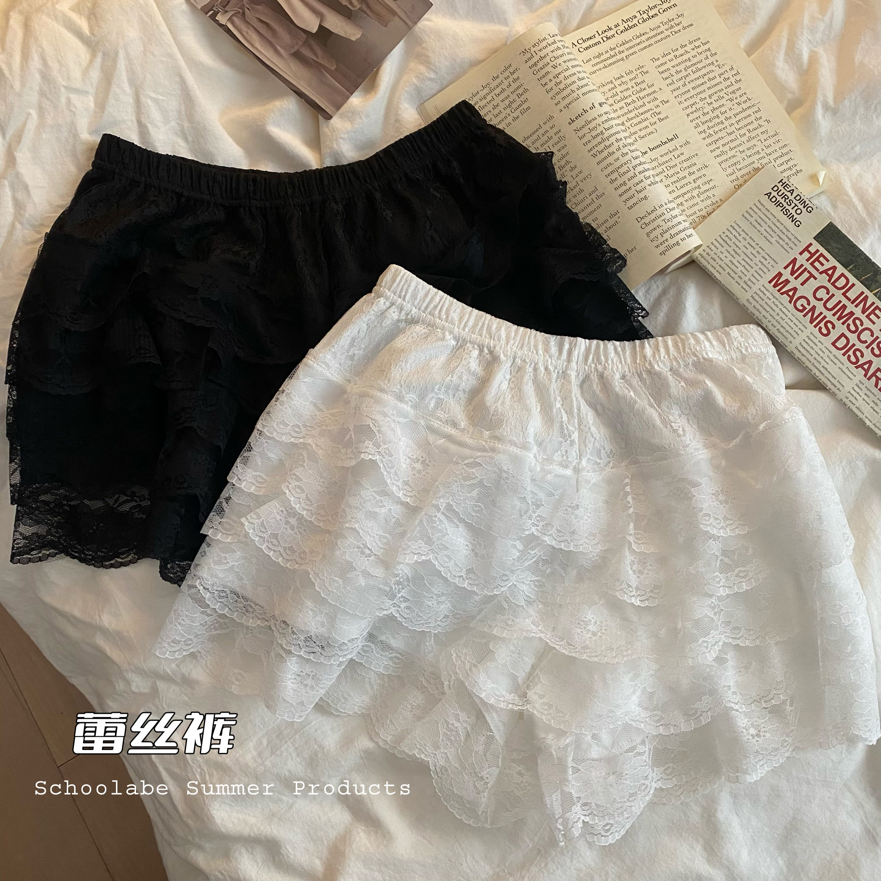 多层蕾丝花边jk安全裤防走光可外穿配裙子宽松不卷边南瓜裤裙撑