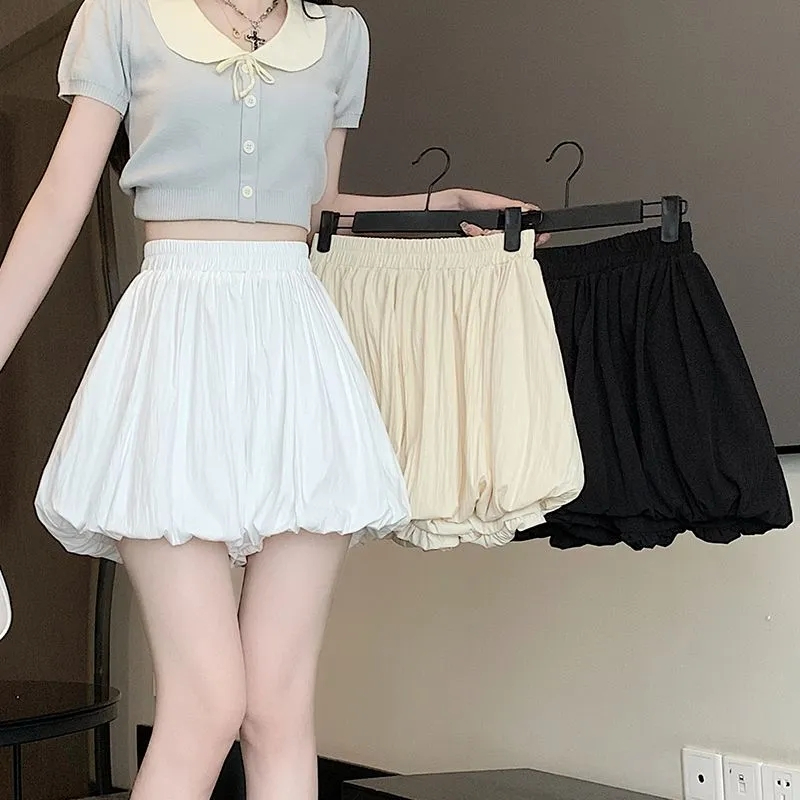 芭蕾风花苞裤裙女夏款甜辣高腰显瘦蓬蓬裤a字休闲泡泡灯笼短裤潮