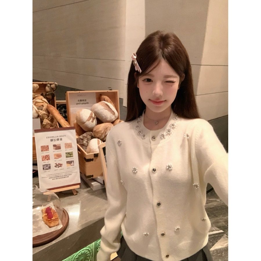 小香风珍珠扣针织开衫女气质小香单排扣外套秋冬长袖圆领宽松毛衣,女装/女士精品,毛衣,淘宝优惠券,粉丝福利购,淘宝优惠卷