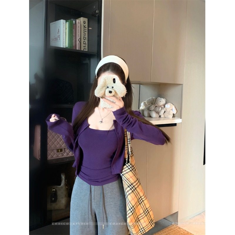 韩版高级感修身吊带背心套装
