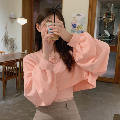 炸街盐系卫衣两件套女2023秋季新款ins叠穿露脐上衣短款背心套装