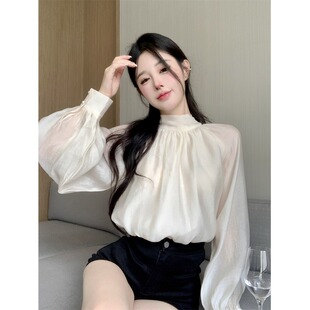 法式气质绑带蝴蝶结长袖衬衫女设计感小众别致衬衣上衣春秋季新款
