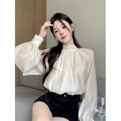 法式气质绑带蝴蝶结长袖衬衫女设计感小众别致衬衣上衣春秋季新款