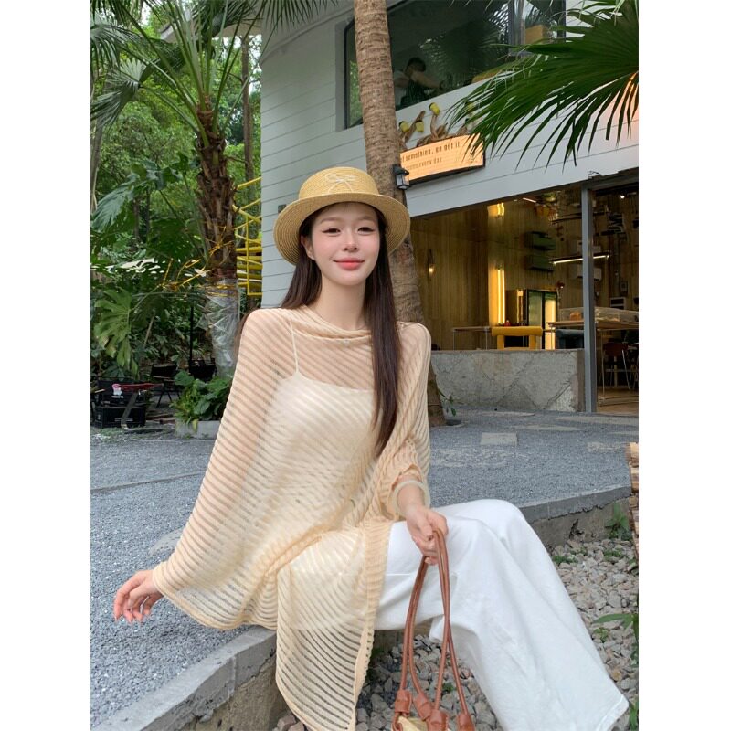 纯欲辣妹中长款设计感防晒罩衫女镂空透视披肩设计感慵懒风上衣夏