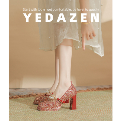 高跟鞋女主婚纱婚鞋红色新娘鞋