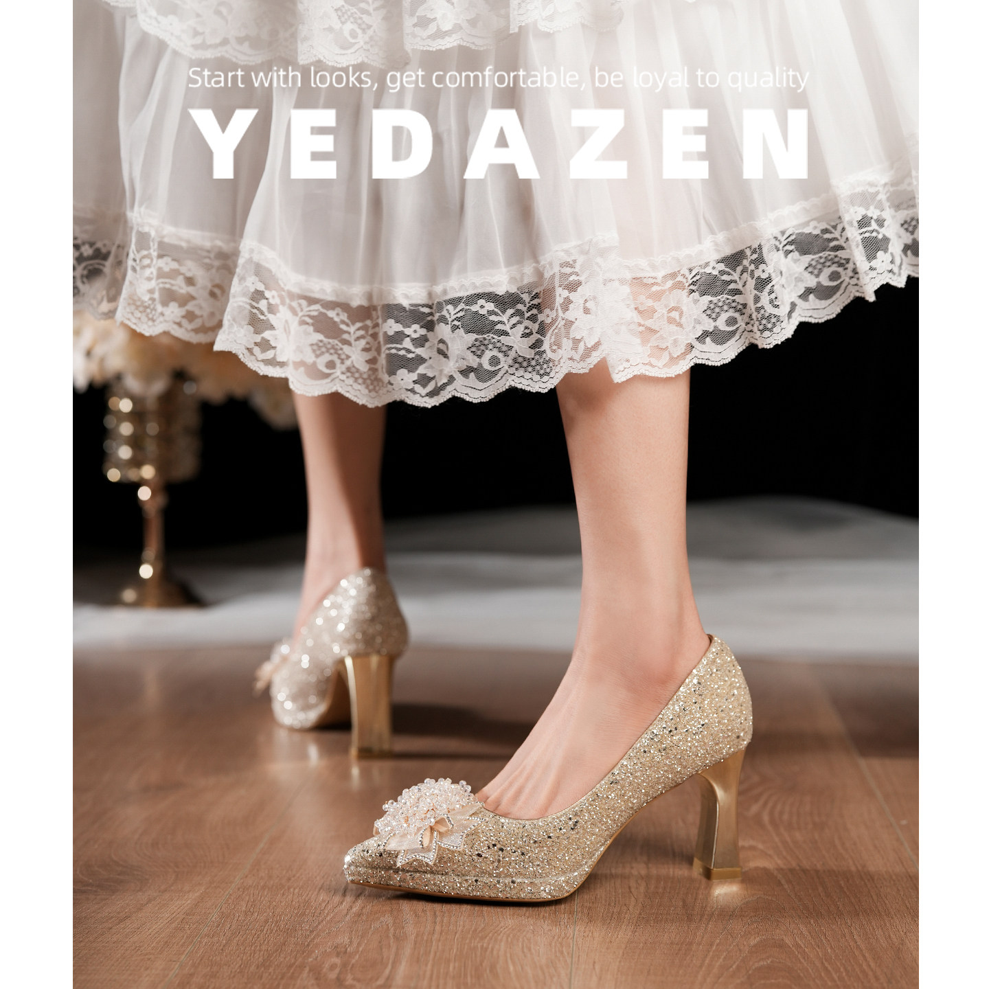 法式粗跟婚鞋新娘鞋女2026新款主纱秀禾两穿不累脚礼服高跟伴娘鞋