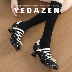 法式黑色芭蕾玛丽珍鞋异形粗跟波点高跟鞋设计感小众复古圆头单鞋