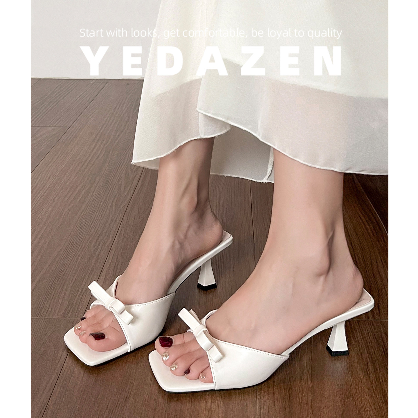 2026新款绝美法式小凉拖高跟鞋粗跟蝴蝶结凉鞋女夏外穿时尚高级感