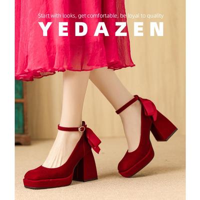 防水台高跟鞋粗跟婚鞋新娘不累脚