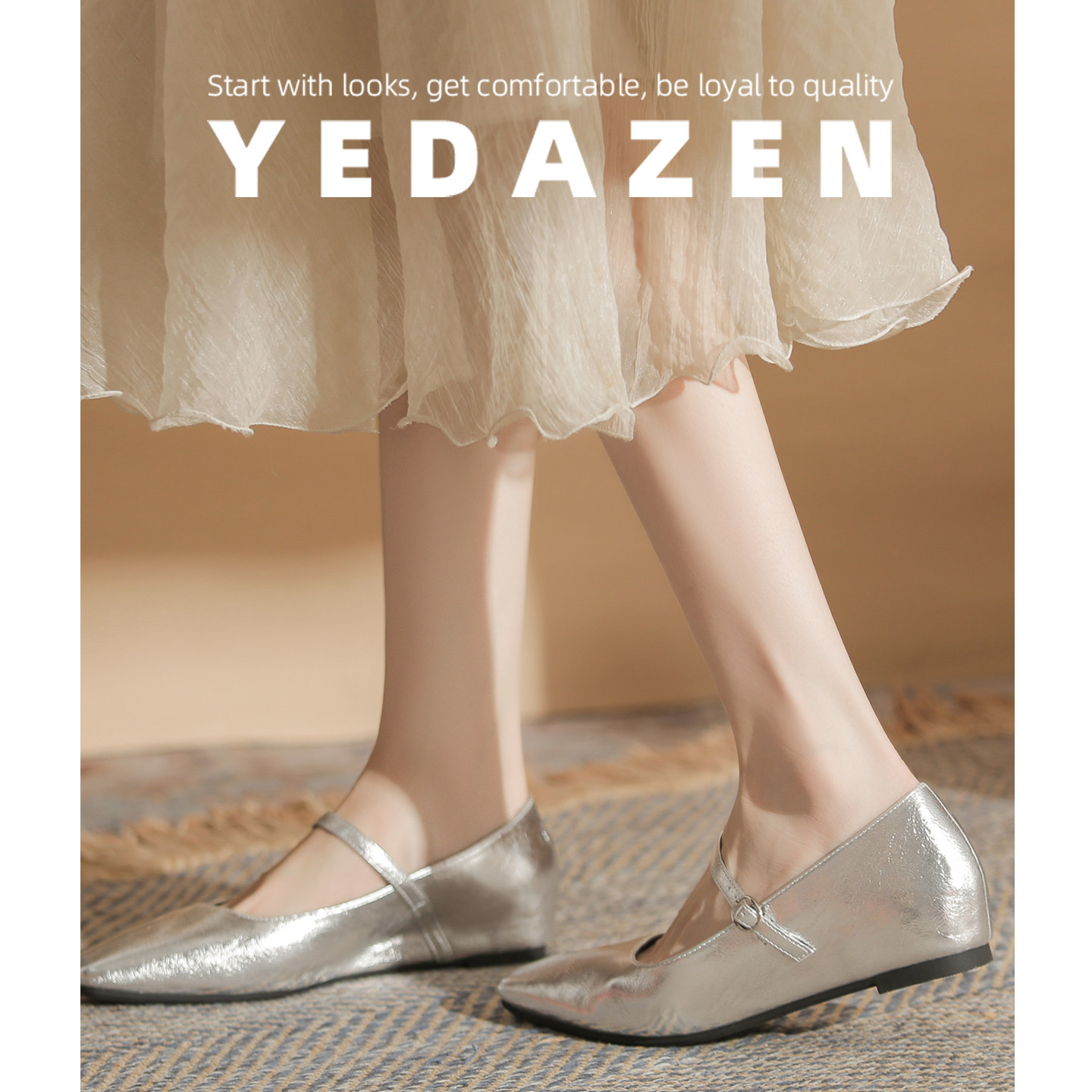 小码高跟鞋粗跟银色玛丽珍一字带内增高平底单鞋女2026新款配裙子