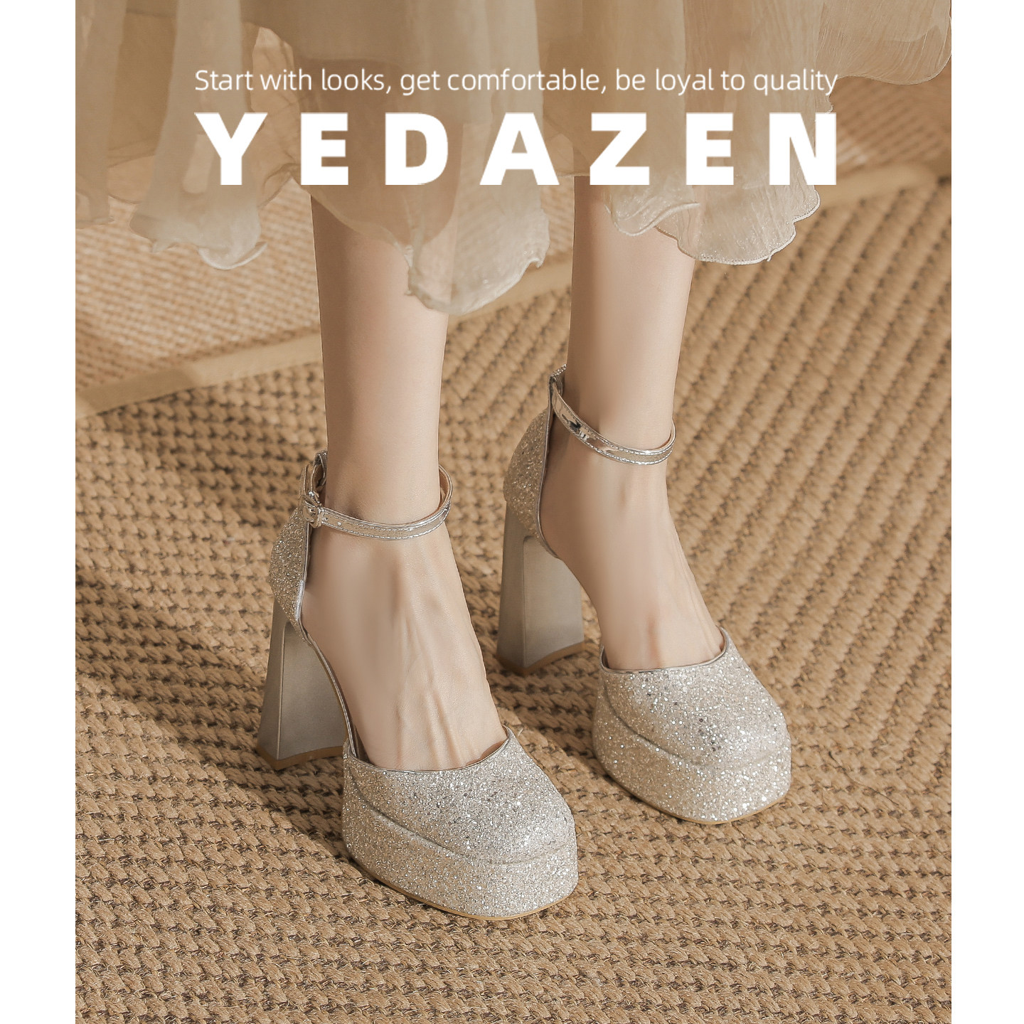 高级感水晶伴娘鞋日常可穿不累脚婚鞋高跟鞋一字带凉鞋女2026新款