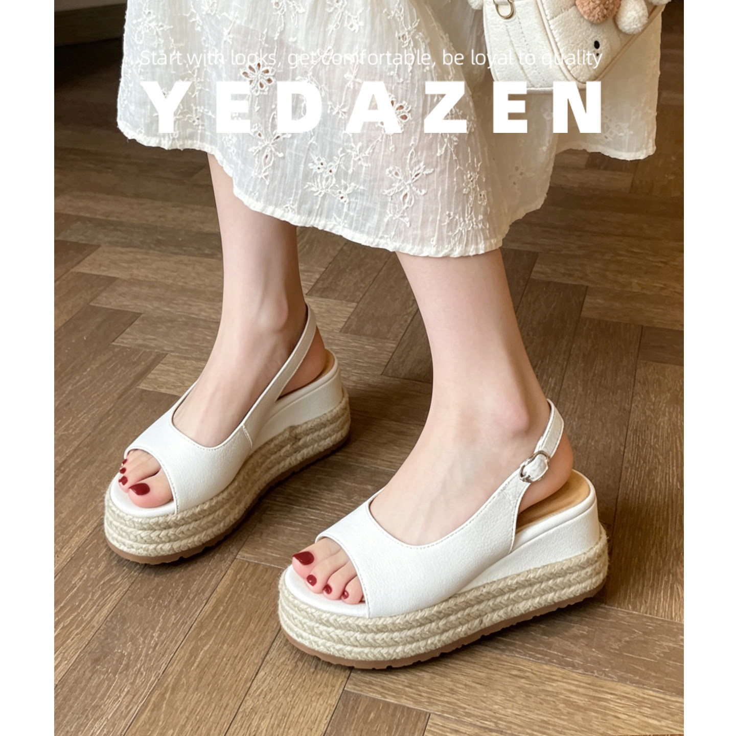 2026新款露趾高跟鞋厚底草编坡跟凉鞋女夏外穿不累脚巨好看的凉拖