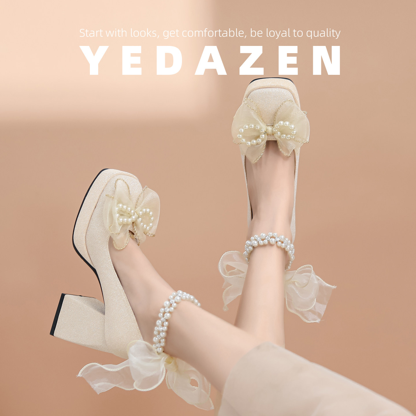 粗跟玛丽珍高跟鞋女气质高级不累脚秀禾婚纱两穿婚鞋新娘伴娘单鞋