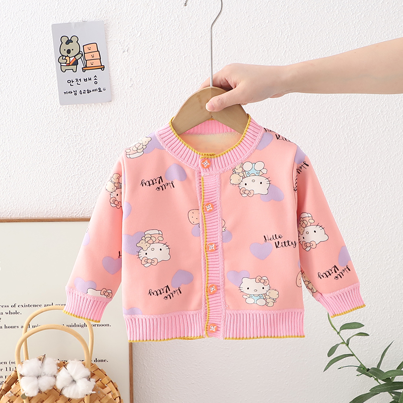 女宝宝1-2薄绒婴幼儿卡通风外套