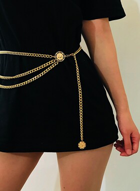 Multilayer Metal Waist Chain Dress Belts Metal Belt Women