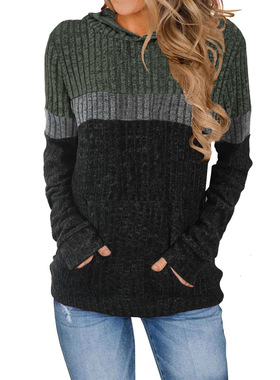 Women Knit Hoodie Long Sleeve Pullover Sweater Tops Pocket