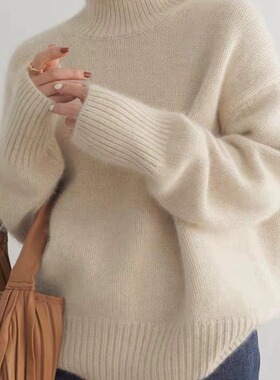 winter women Thick knitted turtleneck sweater 宽松高领毛衣女