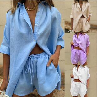 single American breasted shirt suit European shorts and