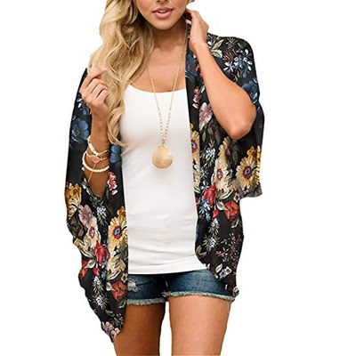 雪纺沙滩罩衫印花开衫防晒服和服