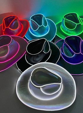 Wireless Disco Luminous Led Bride Cowgirl Hat Glowing Light